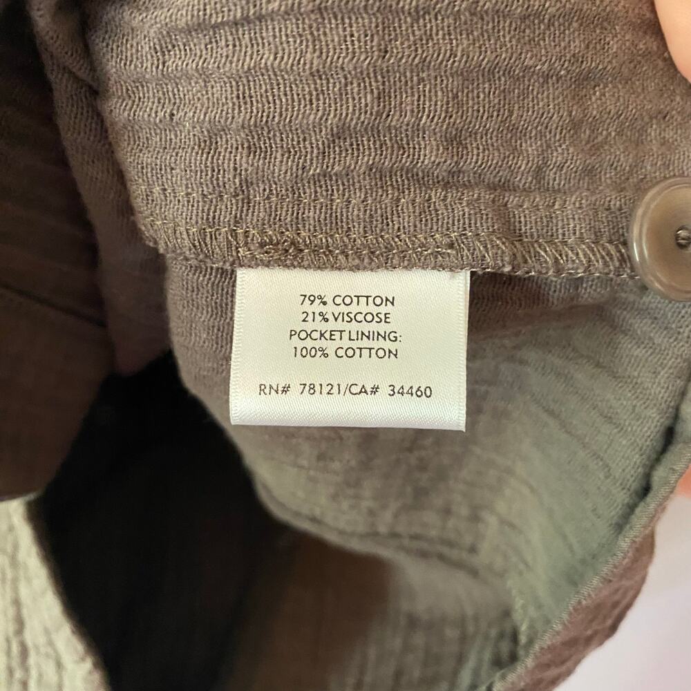Eileen Fisher Brown Button Down Jacket Textured Layer Cotton Stand Collar XS - Picture 9 of 10